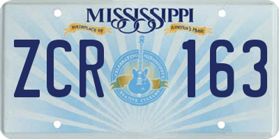 MS license plate ZCR163