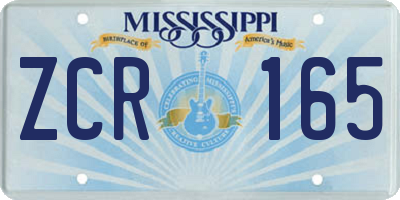 MS license plate ZCR165