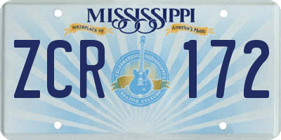 MS license plate ZCR172