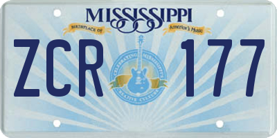 MS license plate ZCR177
