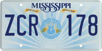 MS license plate ZCR178