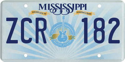 MS license plate ZCR182