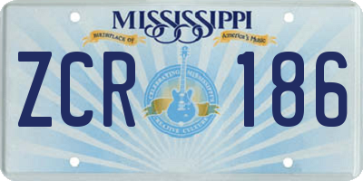 MS license plate ZCR186