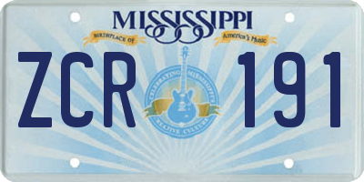 MS license plate ZCR191