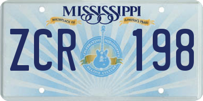 MS license plate ZCR198