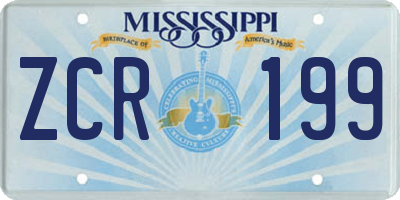 MS license plate ZCR199