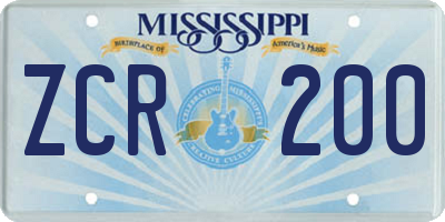 MS license plate ZCR200