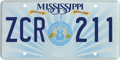 MS license plate ZCR211