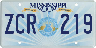 MS license plate ZCR219
