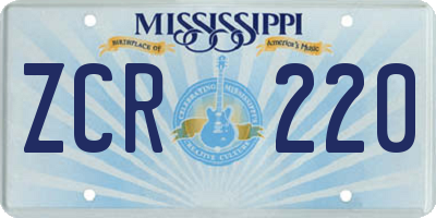 MS license plate ZCR220