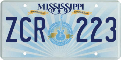 MS license plate ZCR223