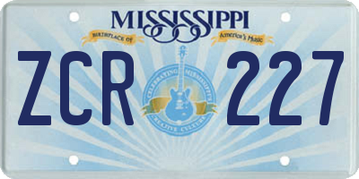 MS license plate ZCR227