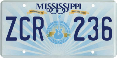 MS license plate ZCR236