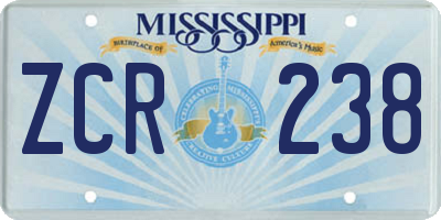 MS license plate ZCR238