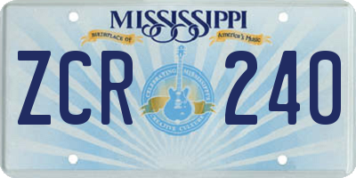 MS license plate ZCR240