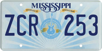 MS license plate ZCR253