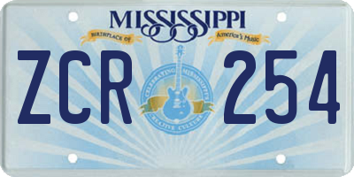 MS license plate ZCR254