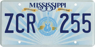 MS license plate ZCR255