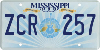 MS license plate ZCR257