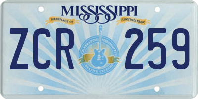 MS license plate ZCR259