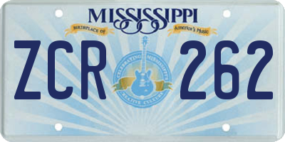 MS license plate ZCR262
