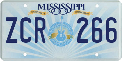 MS license plate ZCR266