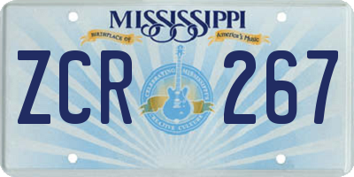 MS license plate ZCR267