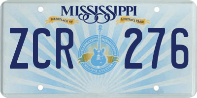 MS license plate ZCR276
