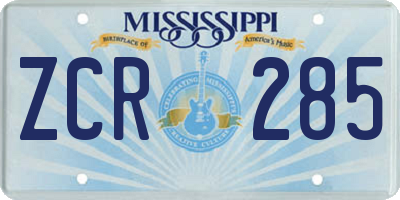 MS license plate ZCR285