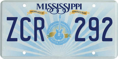 MS license plate ZCR292