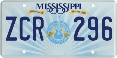 MS license plate ZCR296
