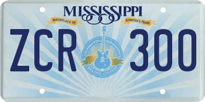 MS license plate ZCR300