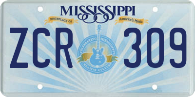 MS license plate ZCR309