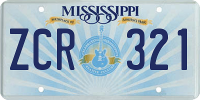 MS license plate ZCR321