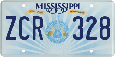 MS license plate ZCR328