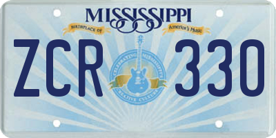 MS license plate ZCR330