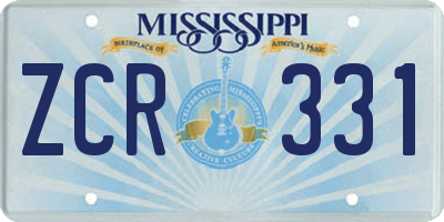 MS license plate ZCR331