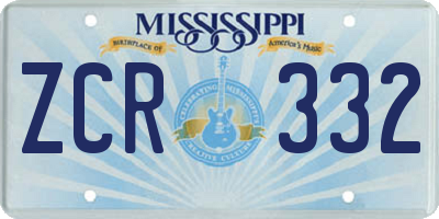 MS license plate ZCR332