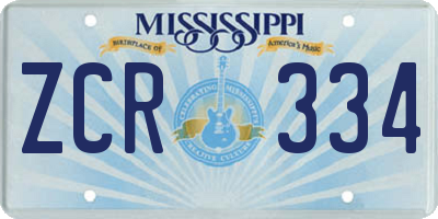MS license plate ZCR334