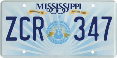 MS license plate ZCR347
