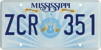 MS license plate ZCR351