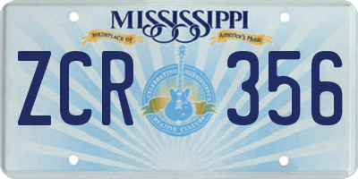 MS license plate ZCR356