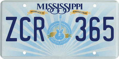 MS license plate ZCR365