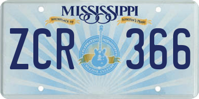MS license plate ZCR366