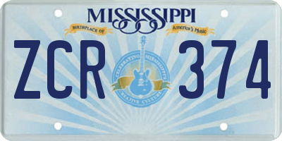 MS license plate ZCR374