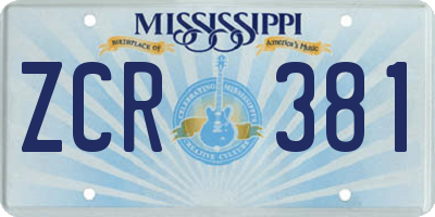 MS license plate ZCR381