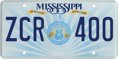 MS license plate ZCR400