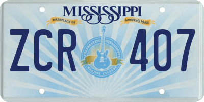 MS license plate ZCR407