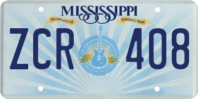 MS license plate ZCR408