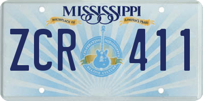 MS license plate ZCR411